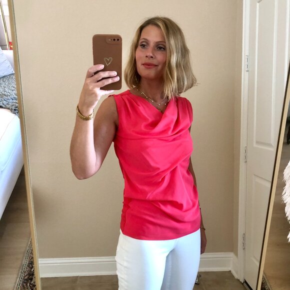 Ann Taylor Hot Pink Sleevless blouse - Picture 1 of 5